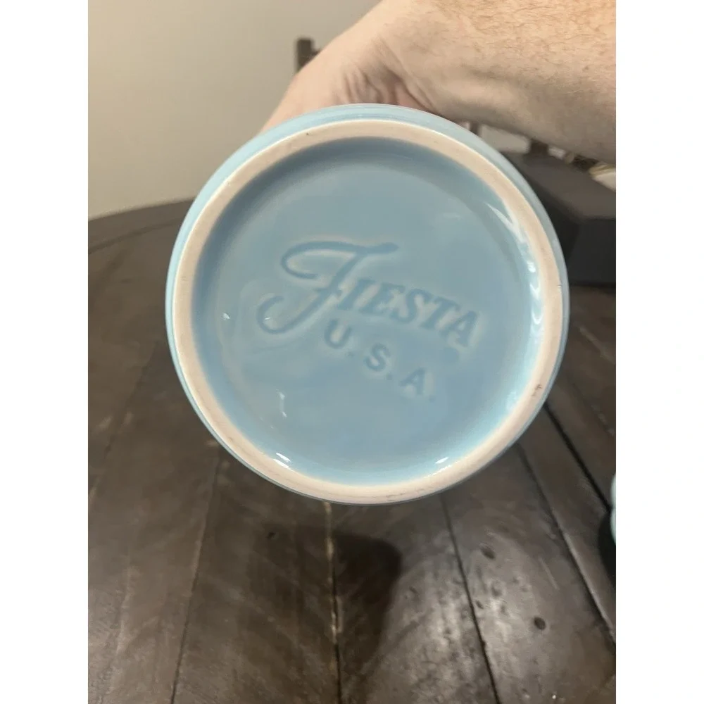 Fiestaware NEW Medium Sky Blue chevron 2 quart Canister‎ w/ lid Fiesta
